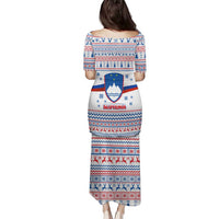 Slovenian Winter Family Matching Puletasi and Hawaiian Shirt Ljubljana Dragon with Nordic Snowflakes and Alpine Vibes