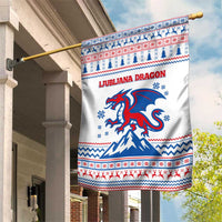 Slovenian Winter Garden Flag Ljubljana Dragon with Nordic Snowflakes and Alpine Vibes