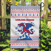 Slovenian Winter Garden Flag Ljubljana Dragon with Nordic Snowflakes and Alpine Vibes