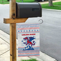 Slovenian Winter Garden Flag Ljubljana Dragon with Nordic Snowflakes and Alpine Vibes