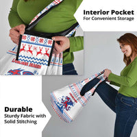 Slovenian Winter Grocery Bag Ljubljana Dragon with Nordic Snowflakes and Alpine Vibes