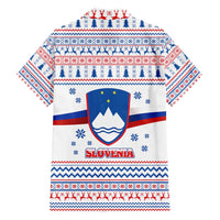 Slovenian Winter Hawaiian Shirt Ljubljana Dragon with Nordic Snowflakes and Alpine Vibes
