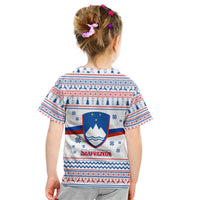 Slovenian Winter Kid T Shirt Ljubljana Dragon with Nordic Snowflakes and Alpine Vibes