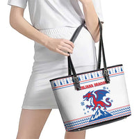 Slovenian Winter Leather Tote Bag Ljubljana Dragon with Nordic Snowflakes and Alpine Vibes