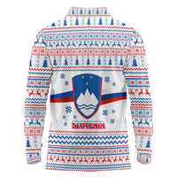 Slovenian Winter Long Sleeve Polo Shirt Ljubljana Dragon with Nordic Snowflakes and Alpine Vibes