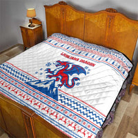 Slovenian Winter Quilt Ljubljana Dragon with Nordic Snowflakes and Alpine Vibes