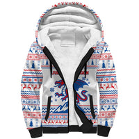 Slovenian Winter Sherpa Hoodie Ljubljana Dragon with Nordic Snowflakes and Alpine Vibes