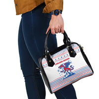 Slovenian Winter Shoulder Handbag Ljubljana Dragon with Nordic Snowflakes and Alpine Vibes