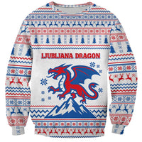 Slovenian Winter Sweatshirt Ljubljana Dragon with Nordic Snowflakes and Alpine Vibes