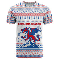 Slovenian Winter T Shirt Ljubljana Dragon with Nordic Snowflakes and Alpine Vibes