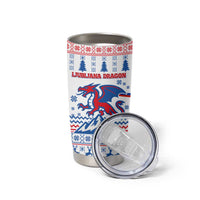 Slovenian Winter Tumbler Cup Ljubljana Dragon with Nordic Snowflakes and Alpine Vibes