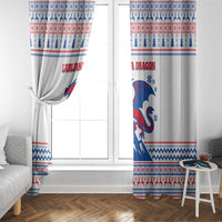 Slovenian Winter Window Curtain Ljubljana Dragon with Nordic Snowflakes and Alpine Vibes