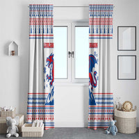 Slovenian Winter Window Curtain Ljubljana Dragon with Nordic Snowflakes and Alpine Vibes