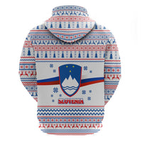 Slovenian Winter Zip Hoodie Ljubljana Dragon with Nordic Snowflakes and Alpine Vibes