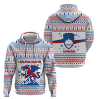 Slovenian Winter Zip Hoodie Ljubljana Dragon with Nordic Snowflakes and Alpine Vibes