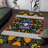 Slovenia Folk Art Area Rug Bright Floral Pattern with National Crest Emblem