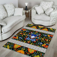 Slovenia Folk Art Area Rug Bright Floral Pattern with National Crest Emblem