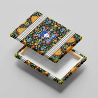 Slovenia Folk Art Canvas Wall Art Bright Floral Pattern with National Crest Emblem