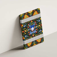 Slovenia Folk Art Canvas Wall Art Bright Floral Pattern with National Crest Emblem