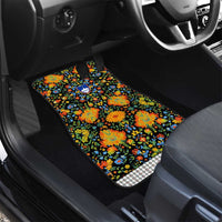 Slovenia Folk Art Car Mats Bright Floral Pattern with National Crest Emblem