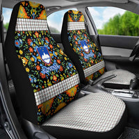Slovenia Folk Art Car Seat Cover Bright Floral Pattern with National Crest Emblem