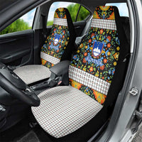 Slovenia Folk Art Car Seat Cover Bright Floral Pattern with National Crest Emblem