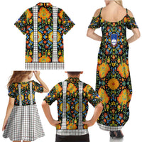 Slovenia Folk Art Family Matching Summer Maxi Dress and Hawaiian Shirt Bright Floral Pattern with National Crest Emblem