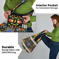 Slovenia Folk Art Grocery Bag Bright Floral Pattern with National Crest Emblem