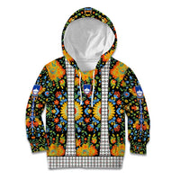 Slovenia Folk Art Kid Hoodie Bright Floral Pattern with National Crest Emblem