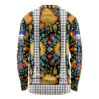 Slovenia Folk Art Long Sleeve Shirt Bright Floral Pattern with National Crest Emblem