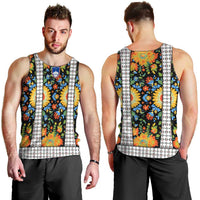 Slovenia Folk Art Men Tank Top Bright Floral Pattern with National Crest Emblem
