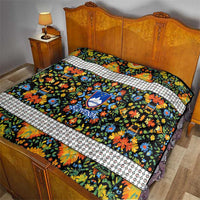 Slovenia Folk Art Quilt Bright Floral Pattern with National Crest Emblem