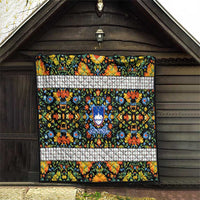 Slovenia Folk Art Quilt Bright Floral Pattern with National Crest Emblem