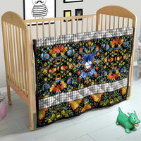 Slovenia Folk Art Quilt Bright Floral Pattern with National Crest Emblem