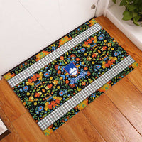 Slovenia Folk Art Rubber Doormat Bright Floral Pattern with National Crest Emblem