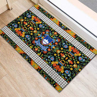 Slovenia Folk Art Rubber Doormat Bright Floral Pattern with National Crest Emblem