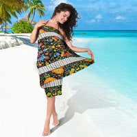 Slovenia Folk Art Sarong Bright Floral Pattern with National Crest Emblem