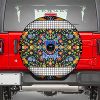 Slovenia Folk Art Spare Tire Cover Bright Floral Pattern with National Crest Emblem