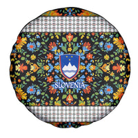 Slovenia Folk Art Spare Tire Cover Bright Floral Pattern with National Crest Emblem