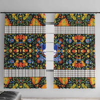 Slovenia Folk Art Window Curtain Bright Floral Pattern with National Crest Emblem