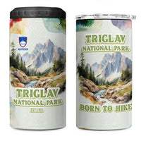 Triglav National Park 4 in 1 Can Cooler Tumbler Mountain Landscape with Slovenia Crest and Folk Art Details