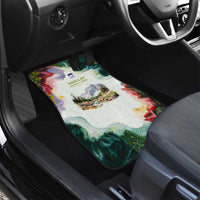 Triglav National Park Car Mats Mountain Landscape with Slovenia Crest and Folk Art Details