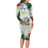 Triglav National Park Family Matching Long Sleeve Bodycon Dress and Hawaiian Shirt Mountain Landscape with Slovenia Crest and Folk Art Details