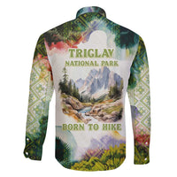 Triglav National Park Family Matching Off Shoulder Short Dress and Hawaiian Shirt Mountain Landscape with Slovenia Crest and Folk Art Details