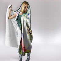 Triglav National Park Hooded Blanket Mountain Landscape with Slovenia Crest and Folk Art Details