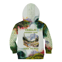 Triglav National Park Kid Hoodie Mountain Landscape with Slovenia Crest and Folk Art Details