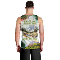Triglav National Park Men Tank Top Mountain Landscape with Slovenia Crest and Folk Art Details