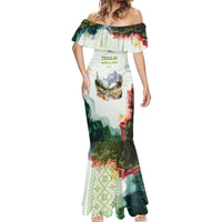 Triglav National Park Mermaid Dress Mountain Landscape with Slovenia Crest and Folk Art Details