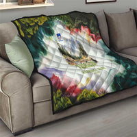 Triglav National Park Quilt Mountain Landscape with Slovenia Crest and Folk Art Details