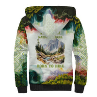 Triglav National Park Sherpa Hoodie Mountain Landscape with Slovenia Crest and Folk Art Details